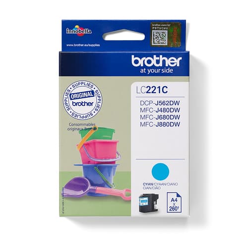 Brother LC221C - Cyan - original - ink cartridge - for Brother DCP-J562DW, MFC-J480DW, MFC-J680DW, MFC-J880DW
