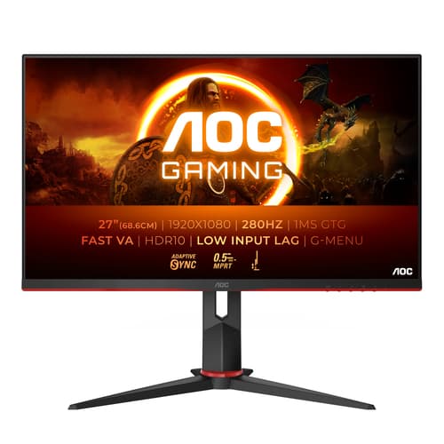 AOC Gaming 27G2ZN3/BK - LED monitor - gaming - 27" - 1920 x 1080 Full HD (1080p) @ 280 Hz - VA - 300 cd/m� - 4000:1 - HDR10 - 0.5 ms - 2xHDMI, DisplayPort - black, red