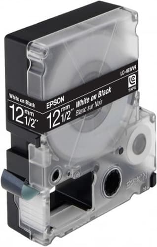 Epson LC-4BWV9 - Tape reel labels - vivid white on black - Roll (1.2 cm x 9 m) 1 roll(s) - for LabelWorks LW-1000P, LW-300, LW-300L, LW-400, LW-400L, LW-400VP, LW-600P, LW-700, LW-900P