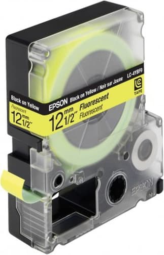 Epson LC-4YBF9 - Fluorescent tape - black on yellow - Roll (1.2 cm x 9 m) 1 roll(s) - for LabelWorks LW-1000P, LW-300, LW-300L, LW-400, LW-400L, LW-400VP, LW-600P, LW-700, LW-900P