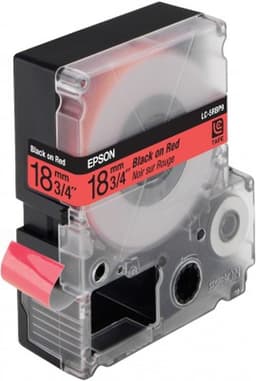 Epson LC-5RBP9 - Tape reel labels - pastel black on red - Roll (1.8 cm x 9 m) 1 roll(s) - for LabelWorks LW-1000P, LW-400, LW-400L, LW-400VP, LW-600P, LW-700, LW-900P