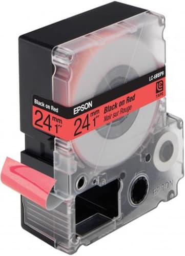 Epson LC-6RBP9 - Tape reel labels - pastel black on red - Roll (2.4 cm x 9 m) 1 roll(s) - for LabelWorks LW-1000P, LW-600P, LW-700, LW-900P