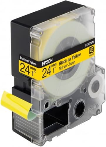 Epson LC-6YBP9 - Tape reel labels - pastel black on yellow - Roll (2.4 cm x 9 m) 1 roll(s) - for LabelWorks LW-1000P, LW-600P, LW-700, LW-900P