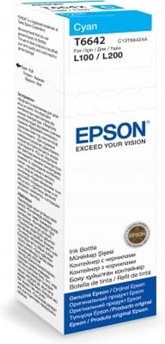 Epson Ink Cartridges, T6642, 4 colour ink bottles, Singlepack, 1 x 70.0 ml Cyan