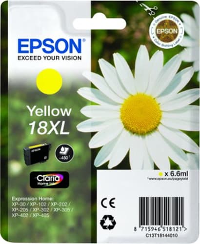 Epson 18XL - XL - yellow - original - blister with RF/acoustic alarm - ink cartridge - for Expression Home XP-212, 215, 225, 312, 315, 322, 325, 412, 415, 422, 425