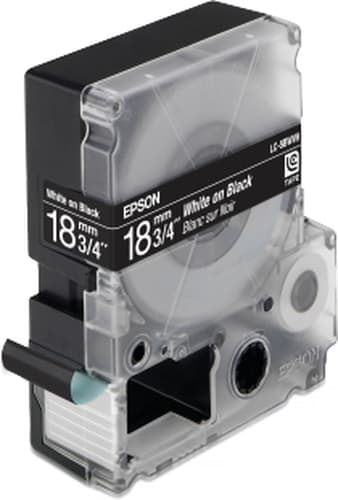 Epson LC-5BWV9 - Label tape - vivid white on black - Roll (1.8 cm x 9 m) 1 roll(s) - for LabelWorks LW-1000P, LW-400, LW-400L, LW-400VP, LW-600P, LW-700, LW-900P