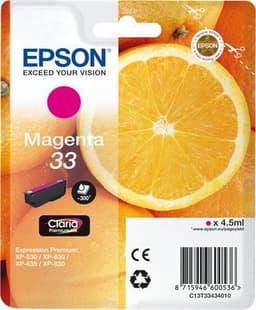Epson 33 - 4.5 ml - magenta - original - blister with RF/acoustic alarm - ink cartridge - for Expression Home XP-635, 830, Expression Premium XP-530, 540, 630, 635, 640, 645, 830, 900