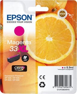 Epson 33XL - 8.9 ml - XL - magenta - original - blister with RF/acoustic alarm - ink cartridge - for Expression Home XP-635, 830, Expression Premium XP-530, 540, 630, 635, 640, 645, 830, 900