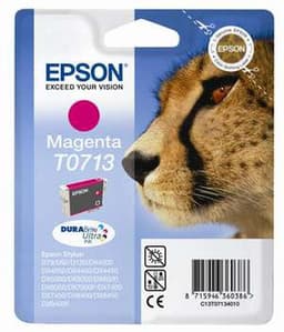 Epson T0713 - 5.5 ml - magenta - original - blister with RF/acoustic alarm - ink cartridge - for Stylus DX9400, SX115, SX210, SX215, SX218, SX415, SX515, SX610, Stylus Office BX310, BX610