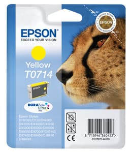 Epson T0714 - Yellow - original - blister with RF/acoustic alarm - ink cartridge - for Stylus DX9400, SX115, SX210, SX215, SX218, SX415, SX515, SX610, Stylus Office BX310, BX610