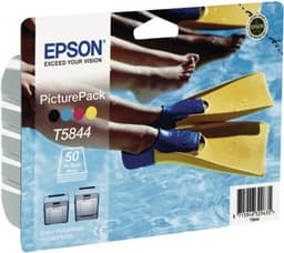 Epson PicturePack T5844 - Print cartridge / paper kit - 1 x colour (cyan, magenta, yellow, black) - blister with RF/acoustic alarm - for PictureMate 240, 280