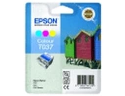 Epson T037 - Print cartridge - 1 x colour (cyan, magenta, yellow) - 180 pages - blister with RF alarm