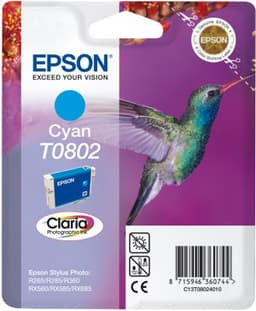 Epson T0802 - Print cartridge - 1 x cyan - blister with RF alarm