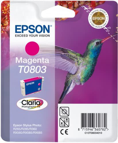 Epson T0803 - Print cartridge - 1 x magenta - blister with RF alarm