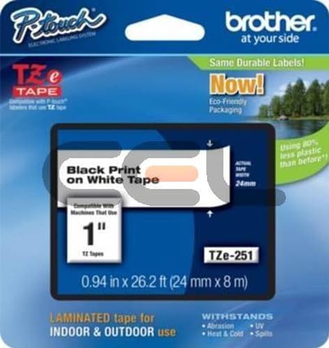 Brother TZ251CIV - Black on white - Roll (2.4 cm x 8 m) 1 cassette(s) laminated tape - for Brother PT-D600, P-Touch PT-3600, D610, D800, E550, P750, P900, P950, P-Touch EDGE PT-P750