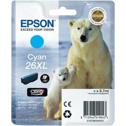 Epson 26XL - 9.7 ml - XL - cyan - original - blister with RF/acoustic alarm - ink cartridge - for Expression Premium XP-510, 520, 600, 605, 610, 615, 620, 625, 700, 710, 720, 800, 810, 820