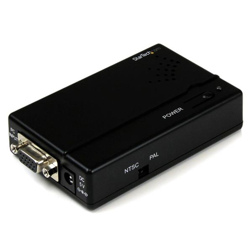 StarTech.com High Resolution VGA to Composite (RCA) or S-Video Converter - PC to TV Video Adapter - 1600x1200 RGB to TV (VGA2VID) - Video converter - VGA - composite video, S-video - black — image 1