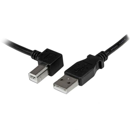 StarTech.com 2m USB 2.0 A to Left Angle B Cable Cord - 2 m USB Printer Cable - Left Angle USB B Cable - 1x USB A (M), 1x USB B (M) (USBAB2ML) - USB cable - USB Type B (M) to USB (M) - USB 2.0 - 2 m - left-angled connector - black