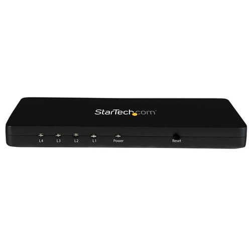 StarTech.com 4K HDMI Splitter - 4k 30Hz - 4 Port - Aluminum - Backward Compatible - HDMI Multi Port - HDMI Hub (ST124HD4K) - Video/audio switch - 4 x HDMI - desktop - for P/N: ST121HDBT20L, ST121HDBT20S, ST121HDBTE, SVA5H2NEUA