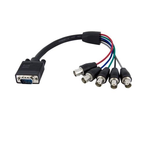 StarTech.com 1 ft. (0.3 m) VGA to BNC Cable - HD15 VGA to 5 BNC - Male/Female - BNC Cable (VGABNCMF1) - VGA cable - BNC (F) to HD-15 (VGA) (M) - 30 cm - black
