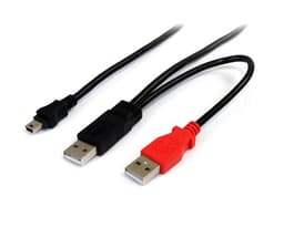 StarTech.com 6 ft USB Y Cable for External Hard Drive - USB A to mini B - USB cable - USB (M) to mini-USB Type B (M) - USB 2.0 - 6 ft - black - USB2HABMY6 - USB cable - USB (M) to mini-USB Type B (M) - USB 2.0 - 1.8 m - black - for P/N: SAT1810U2, SLMSOPTB, PEXUSB7LP