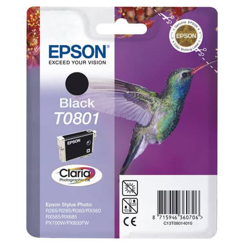 Epson T0801 - Print cartridge - 1 x black - blister with RF alarm