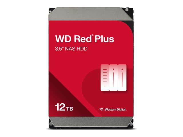 WD Red Plus WD120EFBX - Hard drive - 12 TB - internal - 3.5" - SATA 6Gb/s - 7200 rpm - buffer: 256 MB