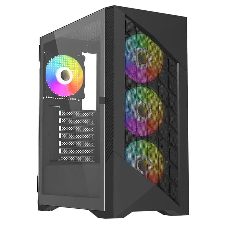 VIDA Typhoon Tempered Glass ATX PC Gaming Case Black - TYPHOON-BLK